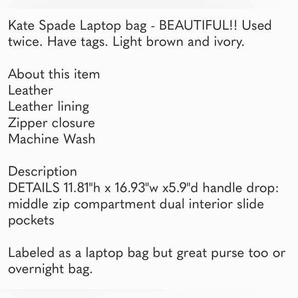 Includes NWT Matching Wallet - Like New Kate Spade Laptop Bag - Picture 11 of 15